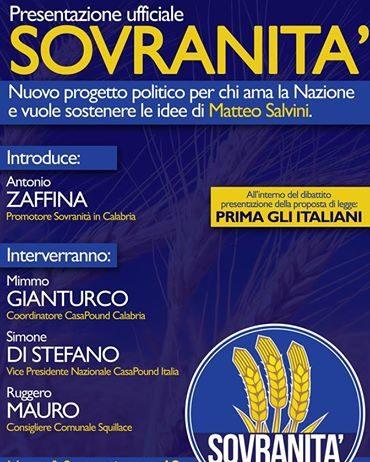 Salvini sbarca anche in Calabria, nasce Sovranità – Prima gli italiani