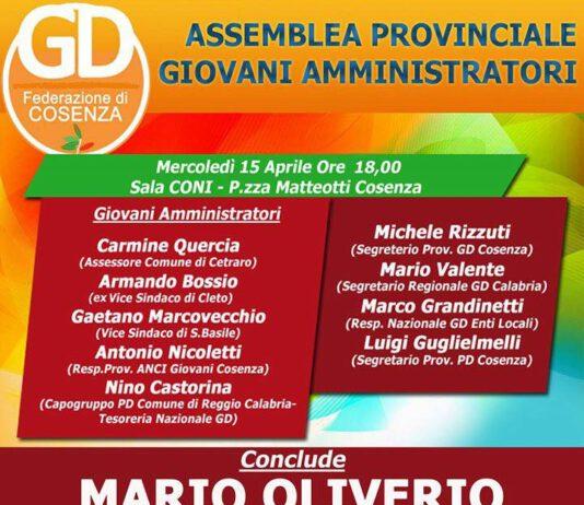 Mercoledì assemblea giovani amministratori PD Cosenza