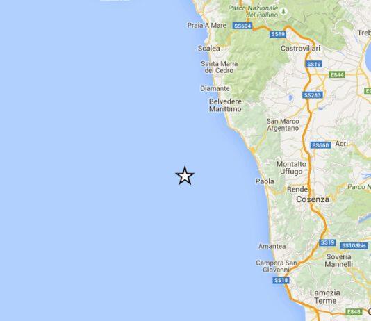 Scossa di terremoto a largo delle coste della Calabria