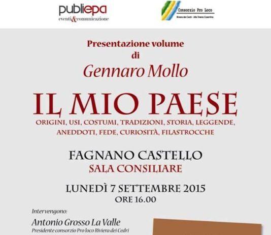 Lunedì sarà presentato il volume di Gennaro Mollo dal titolo Il mio paese