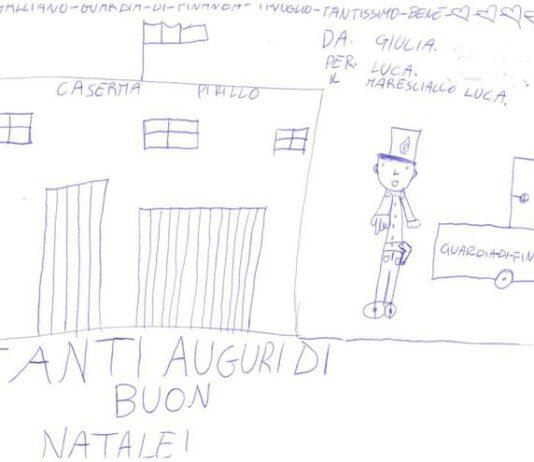 Finanzieri ispezionano negozio dei genitori, bimba regala un disegno per Natale