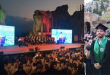 Cerimonia consegna diplomi laurea in stile Americano per Università di Messina. Presenti due ragazzi di Rosarno