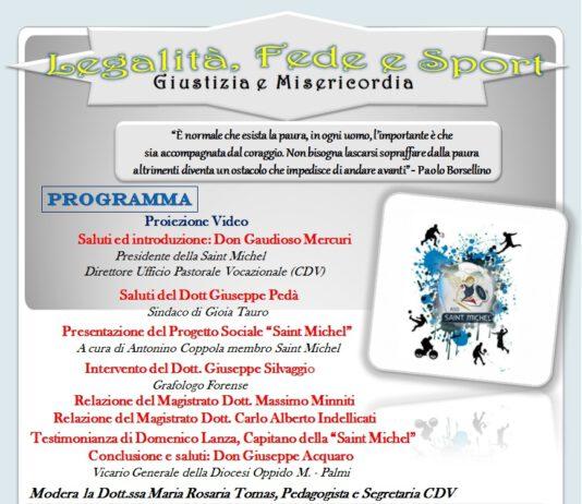 Don Gaudioso Mercuri e l’ASD SAINT MICHEL organizzano l’8 Novembre il Convegno “Legalità, Fede e Sport. Giustizia e Misericordia”