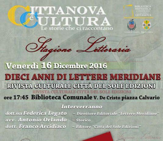 Cittanova, “Lettere Meridiane” chiude la Stagione Letteraria