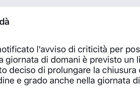 Rosarno, prolungata allerta meteo, scuole chiuse anche domani martedì 24