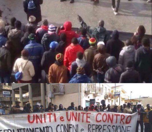 San Ferdinando, protesta migranti in corso