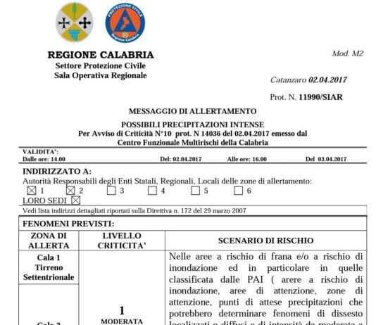 Allerta meteo Calabria
