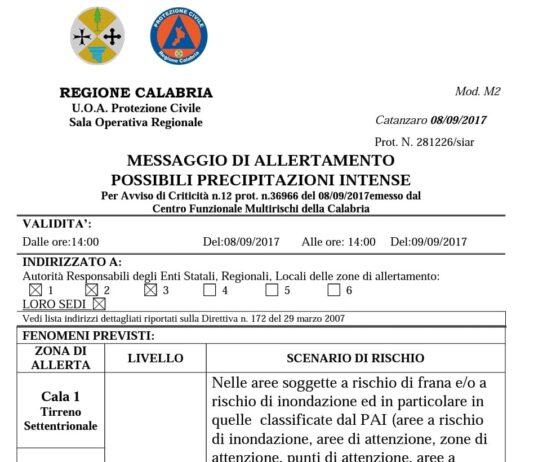 Allerta meteo possibili precipitazioni intense