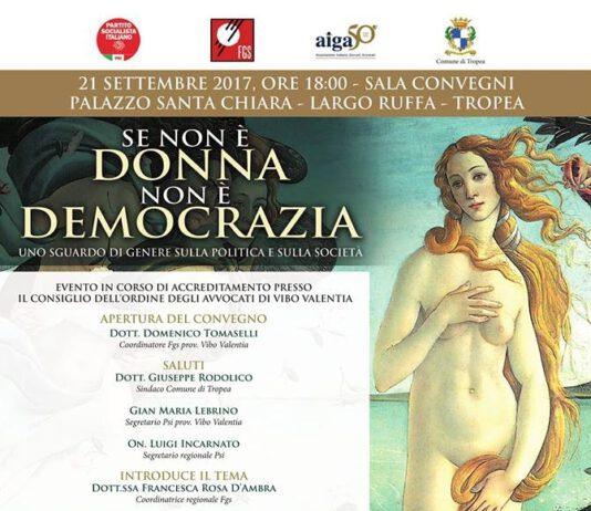 A Tropea l’evento “Se non è donna non è democrazia”