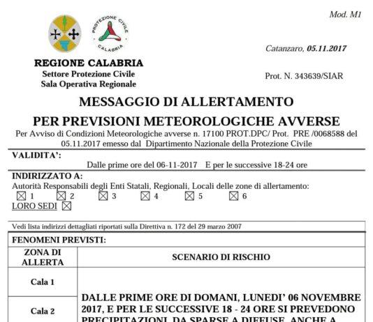 Domani allerta meteo Protezione civile