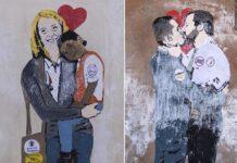 Street art a Roma, dopo il bacio Salvini Di Maio, murales con Meloni e bimbo africano