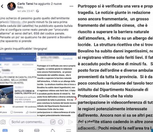 Stazione spaziale cinese colpisce hotel in Calabria, lo scherzo che ha fatto infuriare il web