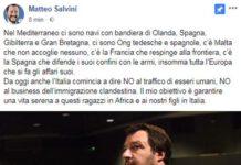 Ministro Salvini: “ Altra nave migranti in mare, l’Italia dice no”