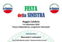 Il 5 e 6 settembre a Reggio Calaria la Festa della Sinistra