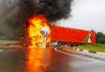 Tir prende fuoco su Ss 106