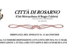 Rosarno nuova ordinanza: non ammessi spostamenti in entrata ed uscita