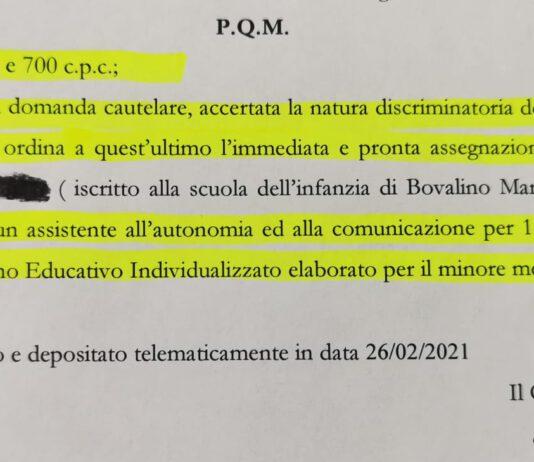 Assistenza educativa: accertata la natura discriminatoria del Comune di Bovalino nei confronti di un minore disabile. Ordinanza cautelare Tribunale di Locri.