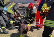 Incidente sul lavoro-incastrato con gamba in motozappa, liberato dai vigili del fuoco