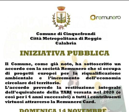 Cinquefrondi- TARI indietro tutta, iniziativa pubblica progetto “Remunero”