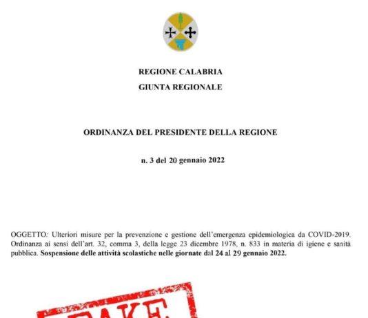 Calabria – Ordinanza su chiusura scuole, Occhiuto: “Si tratta di una Fake news”