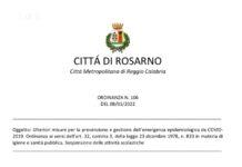 Rosarno – ordinanza sospensione attività scolastica dal 10 al 15 gennaio