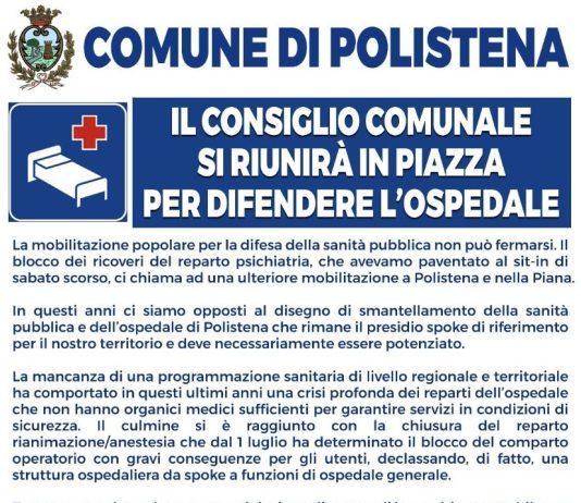 Polistena: questa sera consiglio comunale in piazza su sanità e ospedale