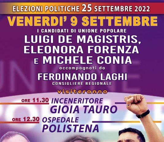 Oggi 9 settembre de Magistris e Conia a Gioia Tauro e a Polistena: “Basta con la devastazione della Piana di Gioia Tauro”.