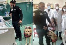 Unità cinofila in visita al reparto di pediatria dell’ospedale Pugliese Ciaccio