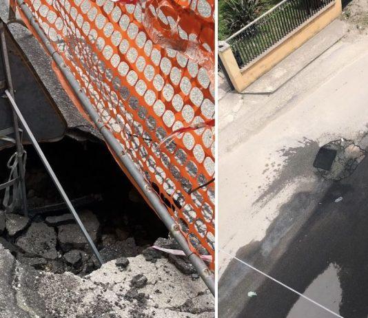 Rosarno – ancora segnalazioni su strade dissestate: voragine in via Giosuè Carducci da più di un mese, perdita fognaria in via Medma