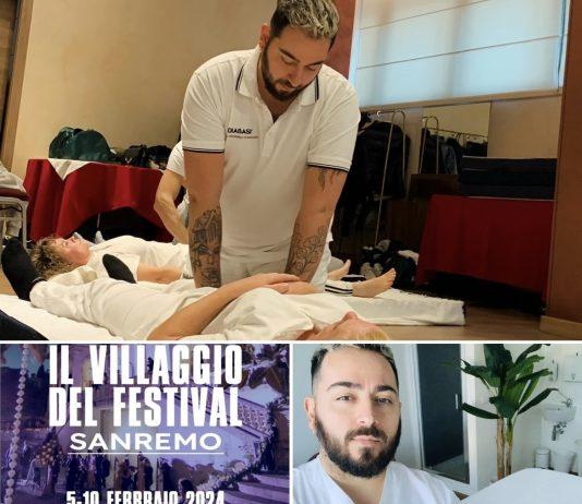 Il rosarnese Carlo Ravalli massaggiatore durante il villaggio del Festival di Sanremo