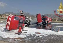 Reggio Calabria – si incendia elicottero dei vigili del fuoco: piloti salvi