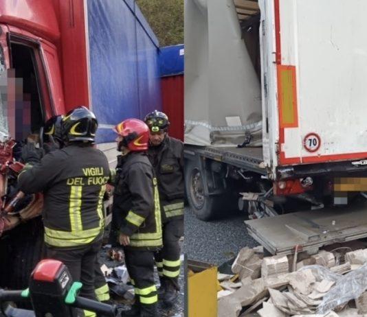 Incidente in autostrada – scontro tra due camion: tre feriti