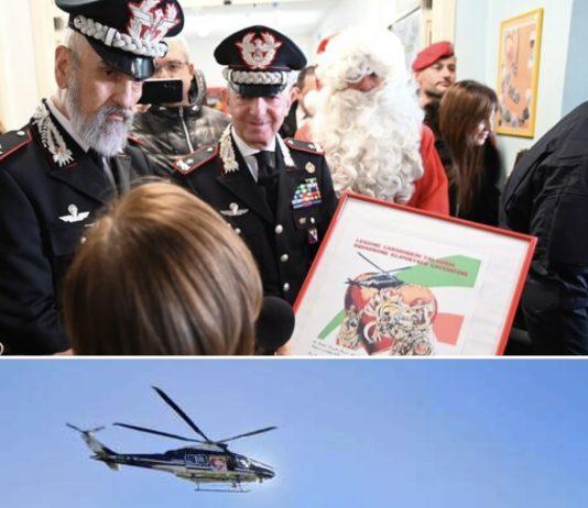Babbo Natale arriva in ospedale in elicottero per i bimbi ricoverati