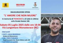 Un’opera d’arte per ricordare Ciccio Paparo e tutte le vittime della Ss 106