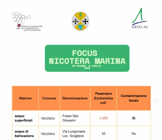 Nicotera Marina: mare balneabile, ma preoccupano gli indicatori chimici e la fioritura algale Risultati ARPACAL Nicotera