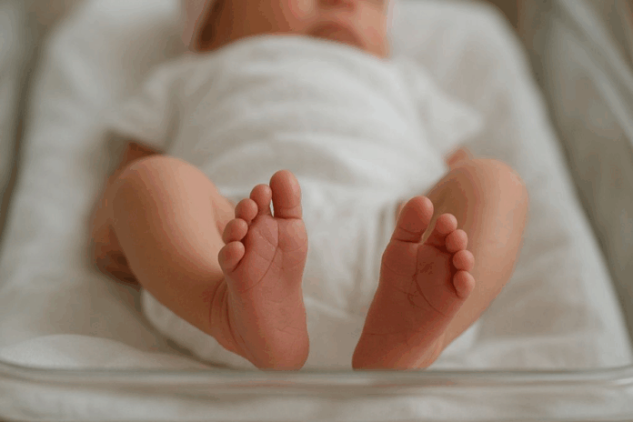 Bambino neonato in culla