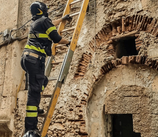 Crollo nel centro storico di Cosenza, Vigili del Fuoco al lavoro per salvare due cani Vigili del Fuoco