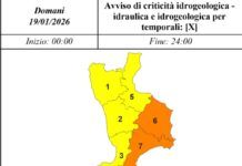 Allerta meteo in Calabria 19 gennaio 2026: piogge intense, venti di burrasca e mareggiate