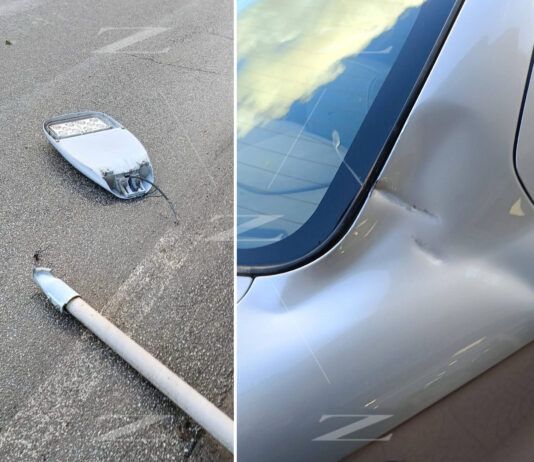 Rosarno, forte vento fa crollare un palo della luce: colpita un’auto in transito