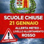 Rosarno, allerta meteo rossa: scuole chiuse per mercoledì 21 gennaio