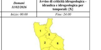 Allerta meteo in Calabria: domani 11 febbraio piogge diffuse e criticità idrogeologica