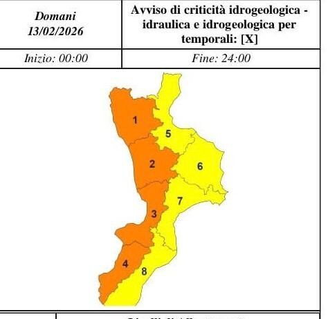 Allerta meteo arancione in Calabria: rischio nubifragi e possibili esondazioni sui versanti tirrenici
