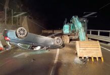 Incidente su Ss 18 – auto si schianta contro escavatore: due feriti