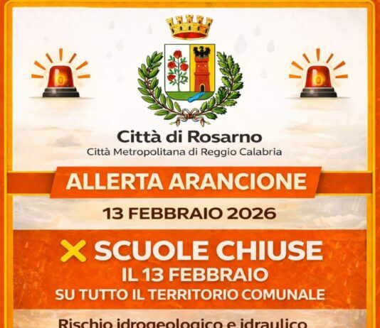 Rosarno – Allerta meteo in Calabria: scuole chiuse domani 13 febbraio