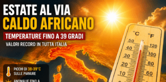 Estate al via con caldo africano: temperature fino a 39 gradi e valori record in tutta Italia