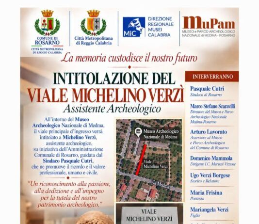 Rosarno intitola il viale del Museo Archeologico di Medma a Michelino Verzì
