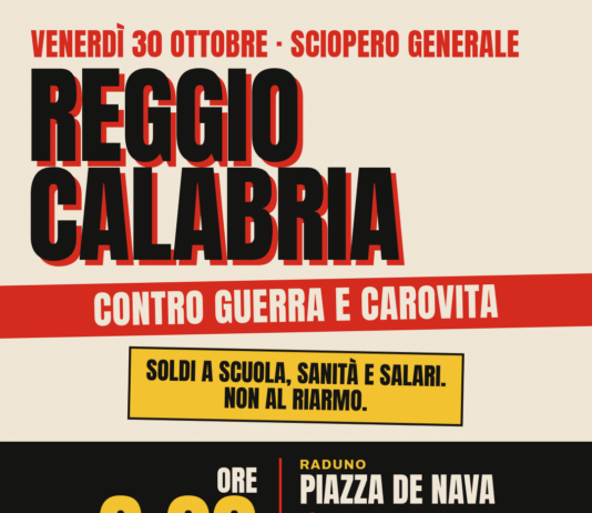 Sciopero generale del 30 ottobre, corteo a Reggio Calabria: appuntamento alle 9 in piazza De Nava